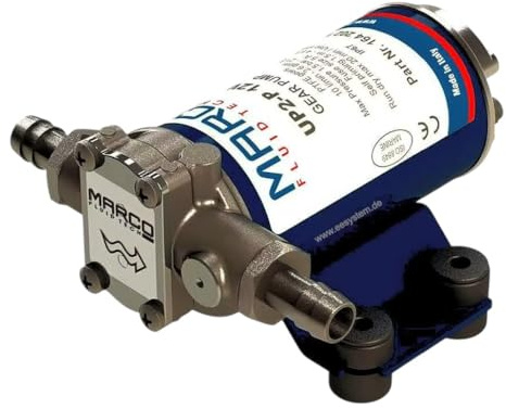 Marco UP2-P 12V Selbstansaugende Zahnradpumpe – 10 L/min, 1.5 Bar, IP67, PEEK Zahnräder, Nickelgehäuse, Made in Italy