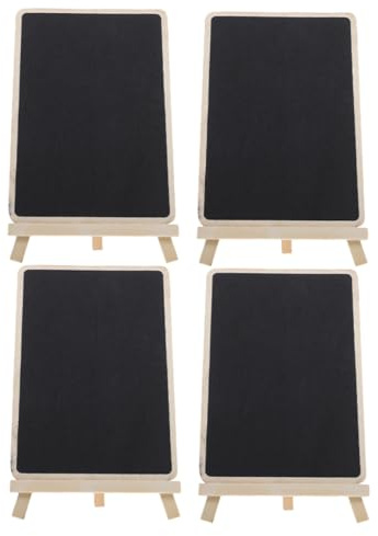 jojofuny 4pcs Small Desktop Chalkboard Signs with Solid Boxwood Frame Freestanding Mini Blackboard for Desk Decor Message Board for Cafe Office Home Display
