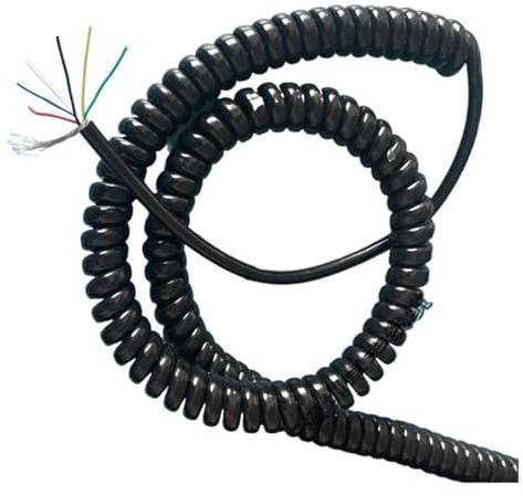PUR-Spiraldraht-geschirmtes Kabel, 6-adrig, 22 AWG, dehnbar, 1–12 Meter, Nebeloberfläche, spiralförmig, teleskopierbar(Stretch 6 meter)