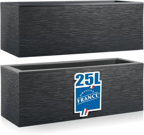 Stimo 2X Pflanzkübel XL Balkonkasten 59cm Blumenkasten 25L für Terrasse & Balkon Blumentopf Pflanztopf