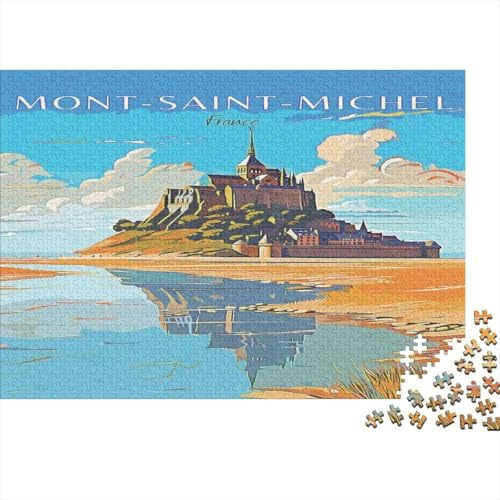 Mont Saint Michel aus Premium-Papier recyceltem Karton Knobelspaß Stressabbauend Puzzle als Geschenk für Männer und Frauen 38x26cm / 1000 Teile
