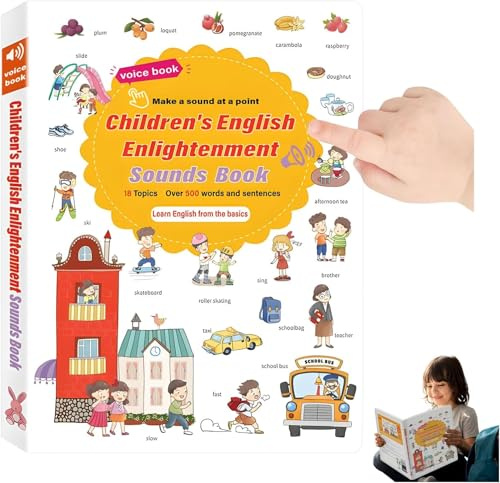 FROVOL 500-Word Audio Learning Book, English Words Sound Book for Kids Toddlers 2-6 Years Old, 500+ Words 18 Themes Talking Interactive Audio Books for Early Learning English