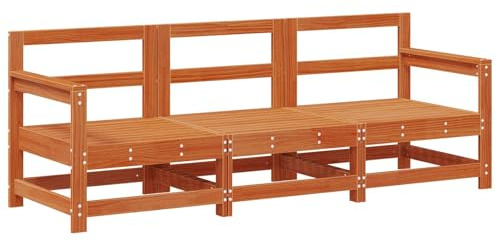 vidaXL Sectional Sofa Einheiten 3 Stück Wachsbraun, Garten und Terrasse, moderner Modul-Sofa, rechteckige Outdoor-Sitzgruppen, Kiefer-Sitzmöbel zum Entspannen