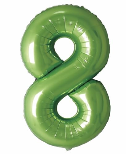 Folienballon Zahl 8 (Grün) von Trendario - XXL Riesenzahl 100cm Ballon - Helium Luftballons für Geburtstag, Partydeko, Hochzeit (Zahl 8, Grün)