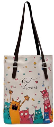 DOGO Vegane Damen Schultertaschen Umhängetaschen Tall Bag - Cat Lovers