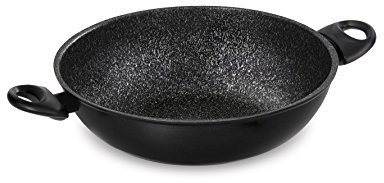 Barazzoni Granitica Extra Saltapasta Wok due manici, rivestimento interno innovativo Marmotech a 5 strati effetto pietra, cm 32, Litri 3,7. Made in Italy
