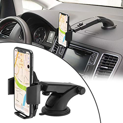 Midgard Auto Halterung mit Gel-Saugnapf, ideal für Armaturenbrett oder Windschutzscheibe, Einstellbarer Teleskoparm, 360° drehbar für Smartphones