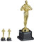Relaxdays Statue de vainqueur, Lot de 3, Socle carré, Figurine avec Couronne, trophée de vainqueur, Hollywood, 18 cm de Haut, doré