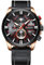 CURREN Herren-Armbanduhr, luxuriös, Chronograph, großes Zifferblatt, Leder, wasserdicht, Sport, Armee, Militär (Roségold, Schwarz), Chronograph, Quarz-Uhrwerk