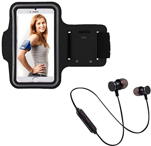 Pack Sport per Huawei Mate 20 PRO Smartphone (Auricolari Bluetooth in Metallo + Braccio) Courir T7 (Nero)