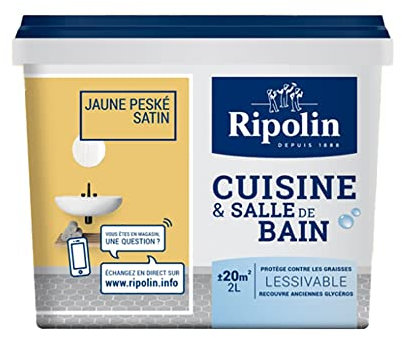 Peinture décoration cuisine & salle de bain satin 2L RIPOLIN - Ton: Jaune peské