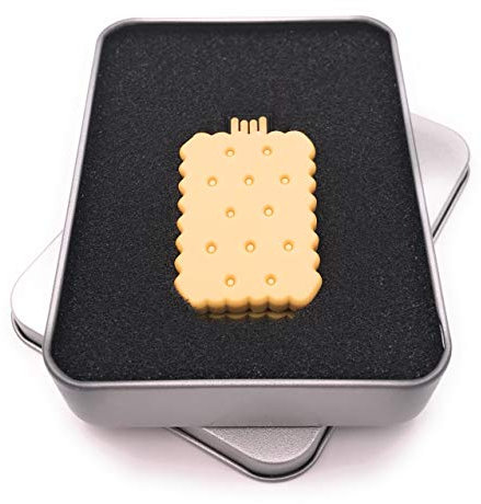 Onwomania Clé USB pour biscuit, pâtisserie, double biscuit, chocolat, dans une boîte cadeau en aluminium, 128 Go, USB 3.0