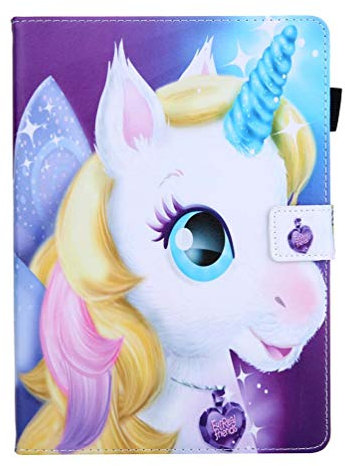 AIFILLE Universel Tablette 8 Pouces Coque Motif Animaux Licorne Glitter Girl Pochette Enfant Flip Etui a Rabat en Cuir PU Anti Choc Protection Rigide Accessoires pour 8 Pouces Tablette Tactile