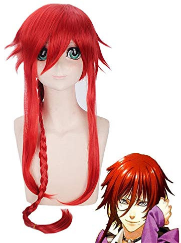 Anime Kamigami No Asobi Loki Laevatein Cosplay Perücken Halloween Long Braid Straight Red Kunsthaar Perücke + Perücke Cap