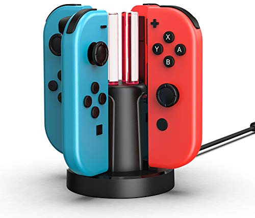 Gamedealer 4in1 Joy-Con Quad-Charger für Nintendo Switch, Controller Ladestation, USB-Anschluss, Anti Rutsch Fuß, visuelle Ladeanzeige, Versand aus Deutschland