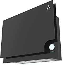 ALPHA Campana decorativa GEA ELITE Cristal Negro doble zona de Absorción 650 m3, Tira Led, Mando Iluminado **Alta Gama**