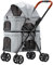 Doppelter Decker Haustierwagen, Multifunktions-3IN1 Katzen Buggy, Faltbare Hundebuggy for Kleine Hunde, Einklick Falten, Vorne, Haustierwagen for 2 Hunde (Color : Gray, Size : A)