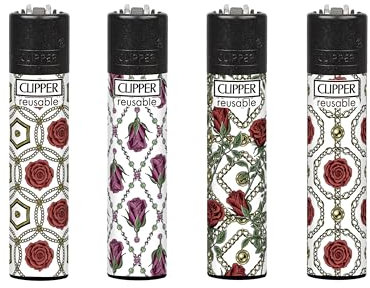 4 X CLIPPER LIGHTERS (ROSE & GOLD)