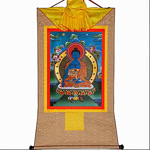 Gandhanra Thangka Tibetische Wandbehang,Akshobhya Thangka,Heißgeprägter Buddha Wandteppich für Zen Wohnkultur, Meditation, Spirituelle Entspannung und Ruhe