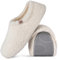VeraCosy Women's Fuzzy Slippers Warm Comfy Memory Foam Non-slip House Shoes Cream White, 9/10 UK