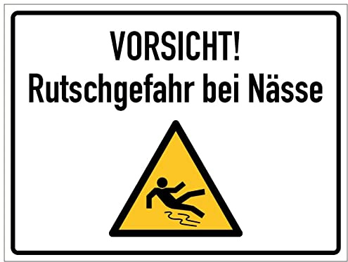Aufkleber Hinweis Warnung Vorsicht! Rutschgefahr bei Nässe Warn Schild Folie ähnl. ISO 7010 | Größe wählbar Made in Germany, Größe: 40x30 cm