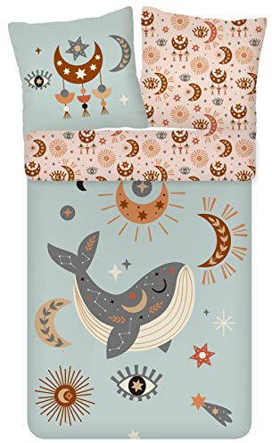ESPiCO Bettwäsche Trendy Bedding Zauberei Bunt Magic Traumfänger Mond Wal Sonne Magisch Sternzeichen Bunt Renforcé, Größe:135 cm x 200 cm