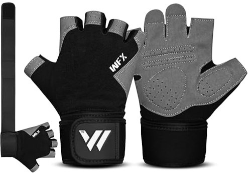 WESTWOOD FOX Fitnesshandschuhe für das Fitnesstraining rutschfest stoßdämpfend Gewichtheberhandschuhe gepolsterter Griff atmungsaktiv Fingerlose Trainingsunterstützung (with Support, XL)