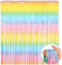 3,28 x 6,56 Ft Regenbogen Lametta Vorhang Deko Bunte Metallisch Folie Fransen Vorhänge Hängend Pastell Luftschlangen Tür Glitzer Hintergrund für Geburtstag Hochzeit Party Brautparty Präsent