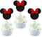 24 Stück Mini Maus Inspiriert Geburtstag Tortendeko Happy Birthday Cake Topper Mit Schleife Kuchendekoration für Party Kuchendeko Schwarz und Rot