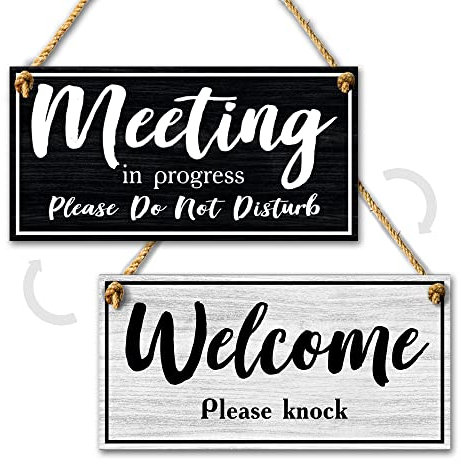 Türschild mit Aufschrift Do Not Disturb – Meeting In Progress – zweiseitiges, wendbares Büroschild 25,4 x 12,7 cm – Meeting In Progress Please Do Not Disturb – Türschild für Bürotür