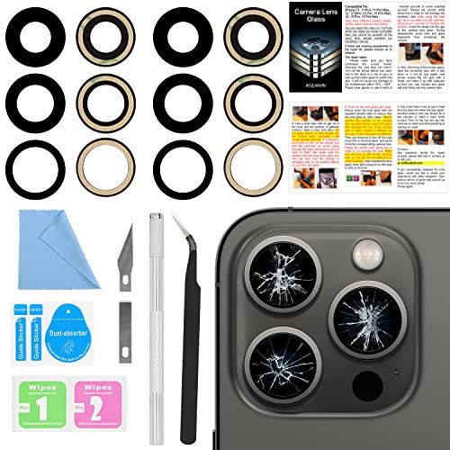 2PCS ASDAWN Back Rear Camera Lens Glass Replacement for iPhone 13 Pro Max and 13 Pro Camera Glass Lens Replacement with Pre-Installed Adhesive + Repair Tool Kit + Installation Manual