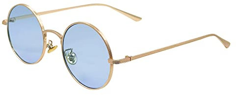 SEIUKS Sunglasses Unisex Round Sunglasses Men Circle Womens Mens Sun Glasses UV400 Protection Gold Blue