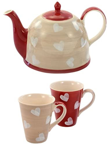 teemando® Set Kanne Corazon Keramik 1,9 l + Becher Corazon Keramik, 2-fach sortiert 0,3 l