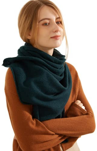 Prettystern Yak-Wolle und Lamm-Wolle luftig Warm Strick-Schal Winter-Schal Kaschmir Stola für Herren Damen Dunkelgrün