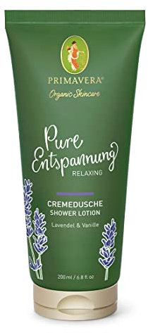 PRIMAVERA Pure Entspannung Cremedusche 200 ml – Duschgel, Duschbalsam, Naturkosmetik – Lavendel, Vanille Duft – reinigt sanft, beruhigt, pflegt – vegan