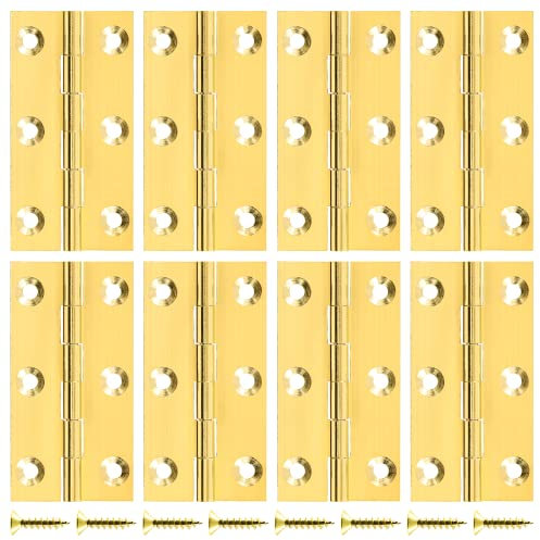 BokWin Lot de 8 mini charnières en laiton massif de 6,3 cm pour armoire, tiroir, boîte à bijoux