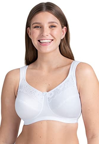 Miss Mary of Sweden Minimizer Non-Wired Unpadded Bra Cotton Now Flat Cup 44B White
