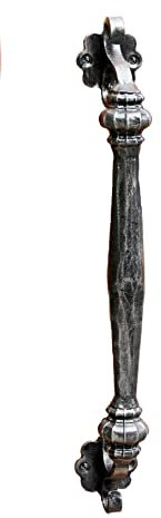 UHRIG Poignée de Porte Coulissante en Fer Forgé 44 cm Argent Antique Noir, Poignée de Porte pour Porte d’Entrée, Porte de Grange, etc.