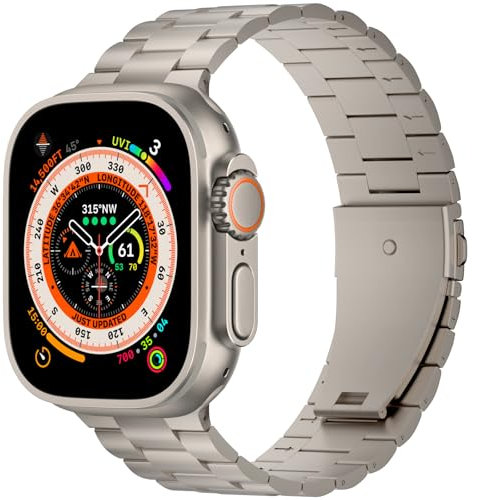 iiteeology Cinturino in titanio compatibile con Apple Watch Ultra 2/Serie 10, aggiornato da 49 mm/46 mm