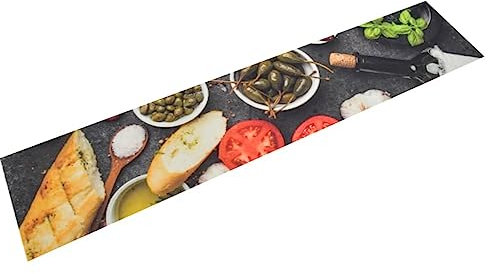vidaXL Küchenteppich, Küchenläufer rutschfest Waschbar, Teppich Läufer für Küche, Teppichläufer Maschinenwaschbar, Wein & Essen 60x300cm Samt