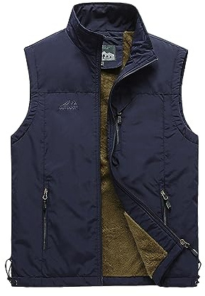 Btmpmcs Gilet in Pile da Uomo Invernale Antivento Colletto Rialzato Giacca Senza Maniche Gilet da pesca All'aperto Termico Giubbotto da lavoro Casual Trapuntato Sportivo Cappotto