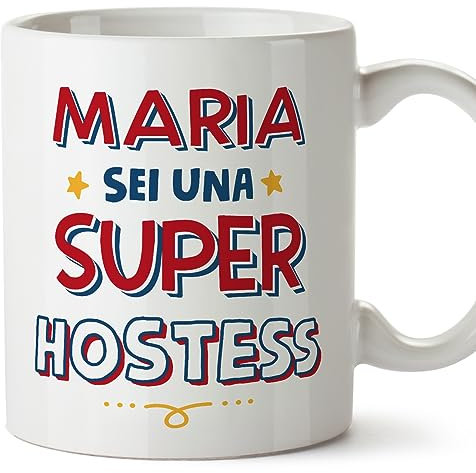 Mugffins Tassen Personalisierten für FLUGBEGLEITERIN Frau - Auf Italienisch - Sei Super - 11 oz / 330 ml - Individuell Anpassbar Geschenk Mitarbeiter