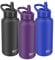 SHO Guzzler - Botella de agua de acero inoxidable con tapa con pajilla, a prueba de fugas, apta para lavavajillas, sin BPA, sin sudor, termo de metal de doble pared aislada al vacío, 950 ml y 1900 ml,