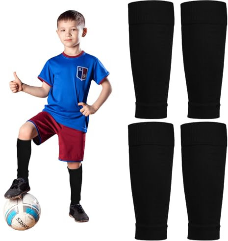 Necdeol 2 Paar Fußball Stutzen für Kinder, Fußballsocken Kinder, Elastische Atmungsaktive Fußballstutzen, Trainingssocken für Jungen und Mädchen, Innerhalb von 35cm Wadenumfang