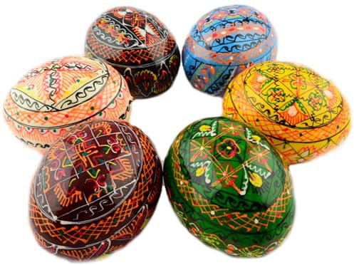 Ostern bemalte Eier Holz Ukrainisch Pysanky Pysanka Polnisch Pisanki Tschechische Kraslice, 6er Set