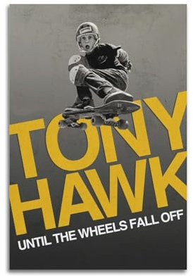 VerimP Tony Hawk Poster Until The Wheels Fall Off, Vintage-Kunst-Poster, Wandkunst, Dekoration, Leinwandposter & Drucke, Wandposter für Zimmer, ästhetisch, 20 x 30 cm, ungerahmt