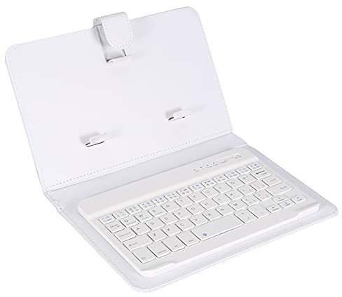 Greensen Wireless Blue Tooth Keyboard Case Universal Detachable Blue Tooth Keyboard with Flip Case Cover Tablet Keyboard Case For Android IOS Windows (White)