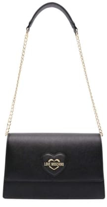 MOSCHINO Women's Love Hand/Shoulder Bag Faux Leather Saffiano Black BS24MO107 JC4260, Black, Small