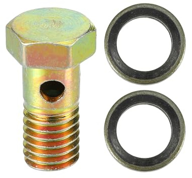 VekAuto Banjo-Bolzen-Satz M10x1.5 Bremsleitungsadapter Universal 1 Stk | Bronze, Metall, Länge 26mm, 3 Löcher, Turbo-Bremsleitung, Inkl. 2 Unterlegscheiben, Für Auto/LKW/Motorrad