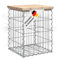 DELUKE Gartenbank Gabionen BIKS aus Stahl | 33x31x42cm Kiefernholz Natur | Gabionenbank Gartentisch aus Gabionen Steinkorb Gabionengitter Ziergabione Drahtkorb befüllbar
